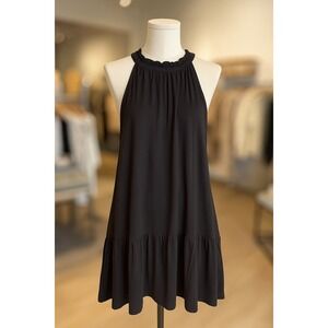 Loft Womens Halter Ruffle Neck Flowy Tank‎ Top XS Black Fairy Doll Grunge Tunic